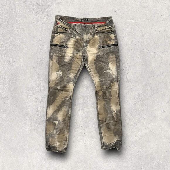 ★ Square Zero Camouflage Tie-Dye Distressed Jeans w/ Zipper Pockets ★ - Picture 7 of 7